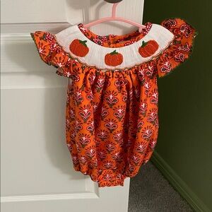 Festive Orange Pumpkin Romper for Kids